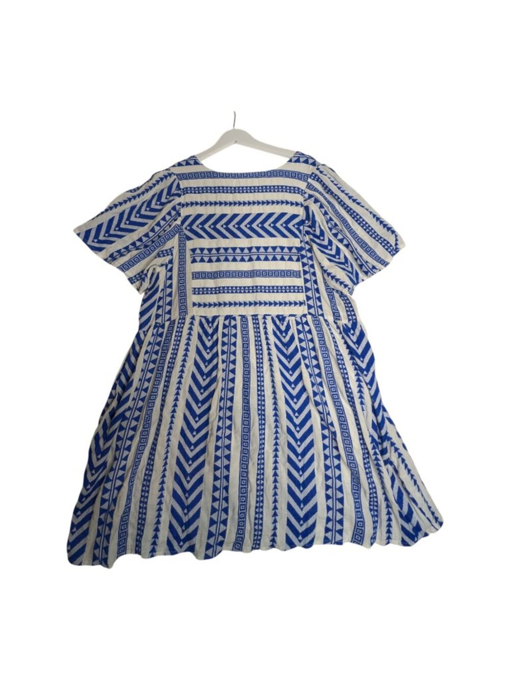 Old Navy V-Neck Blue & White Swing Dress Plus Size XXL Cotton Blend - Picture 3 of 12